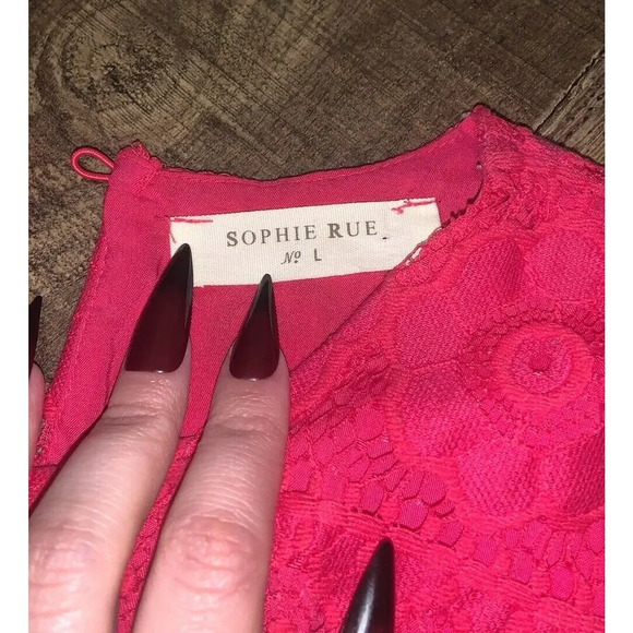 Anthropologie Sophie Rue Lace Hot Pink Blouse boho classic lace spring - Picture 4 of 5
